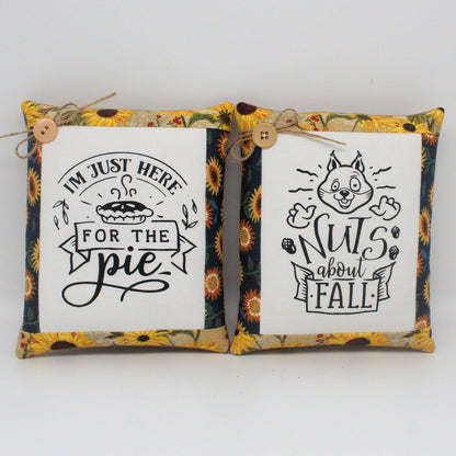 Funny Fall Humor Mini Pillows – Set of 2 Screen-Printed Autumn Decor