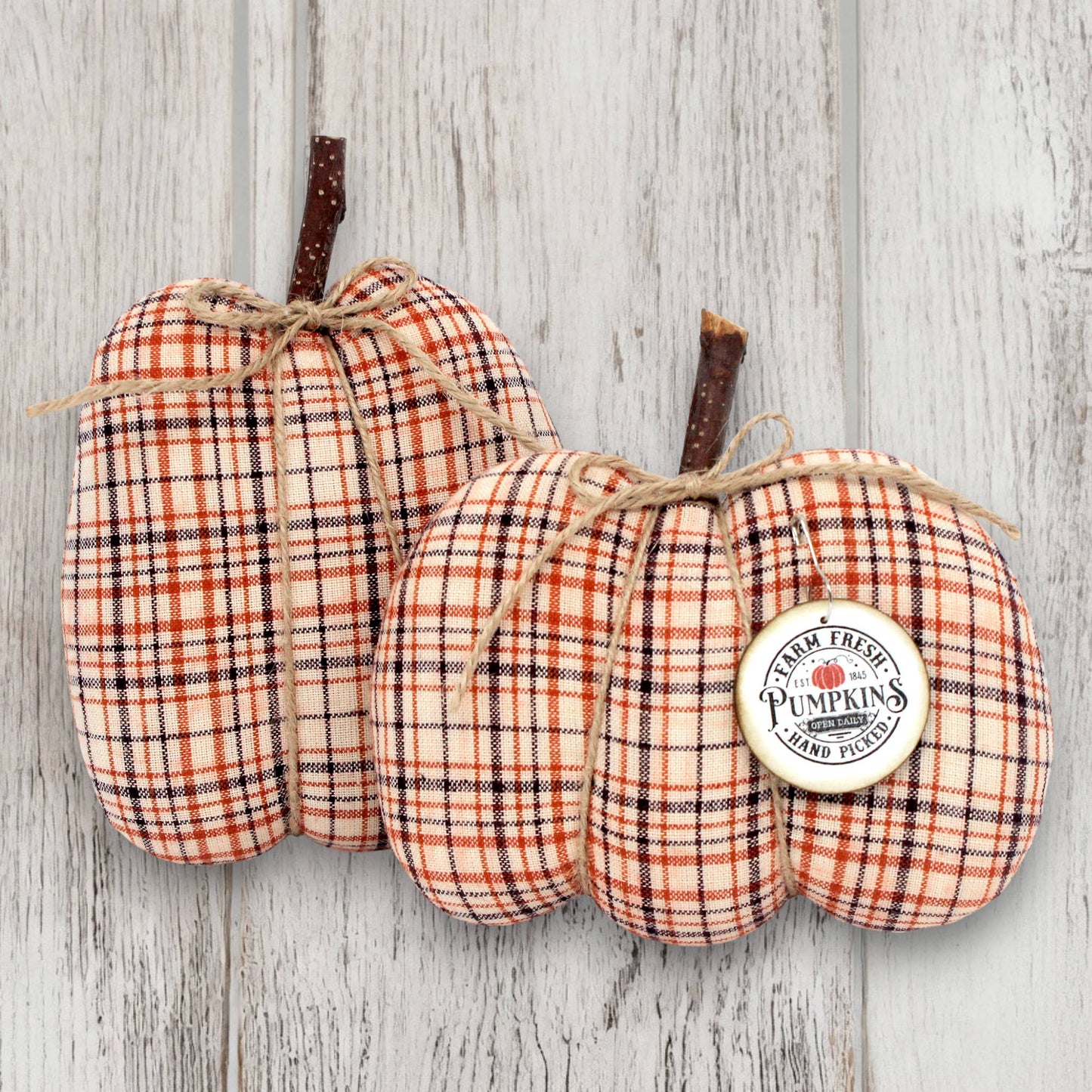 Primitive Pumpkin Bowl Fillers 2-Set Autumn Decor Tea-Stained