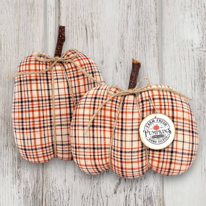 Primitive Pumpkin Bowl Fillers 2-Set Autumn Decor Tea-Stained