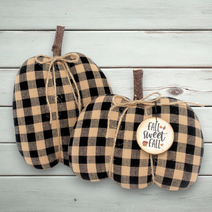 Primitive Pumpkin Bowl Fillers 2-Set Autumn Decor Black Tan
