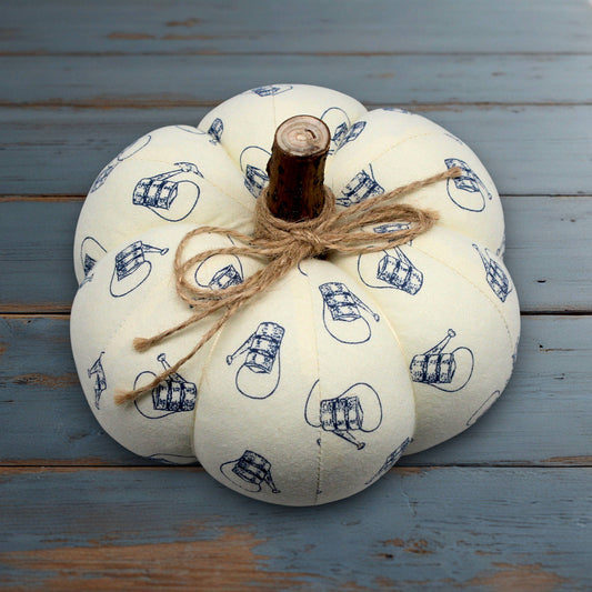 Decorative fabric pumpkin with a watering can garden design
