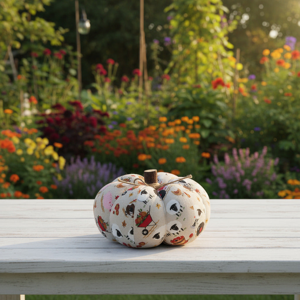 Decorative pumpkin with farm animal pattern