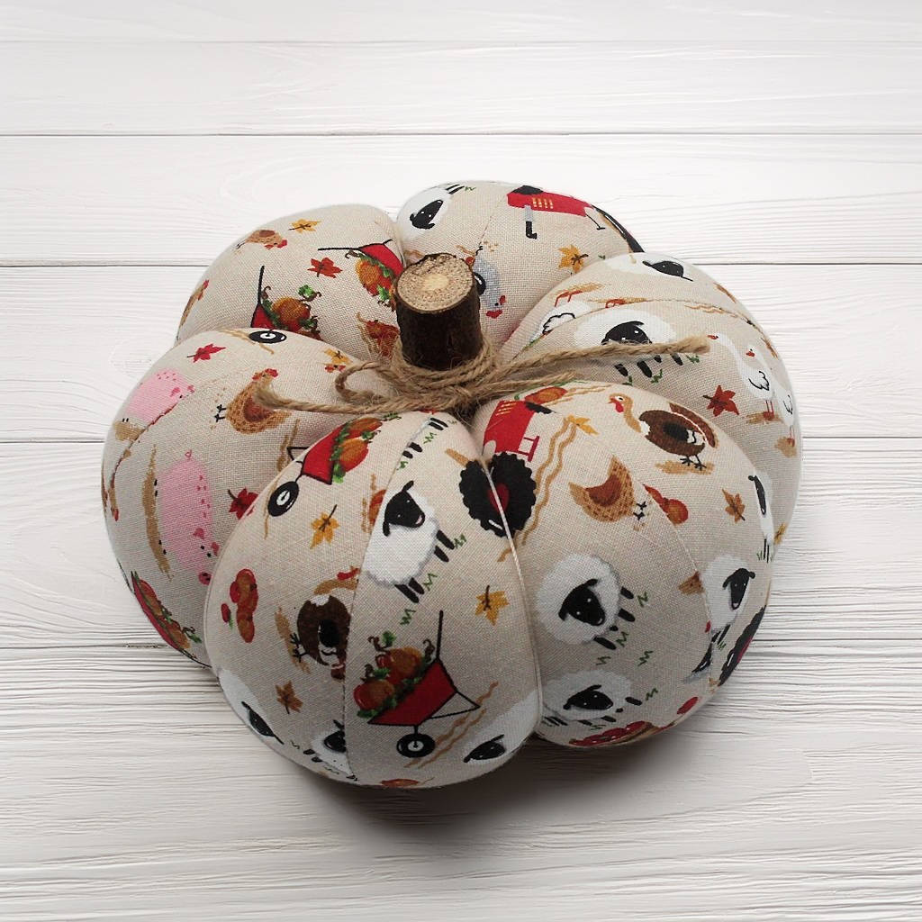 Decorative pumpkin with a cute farm design
