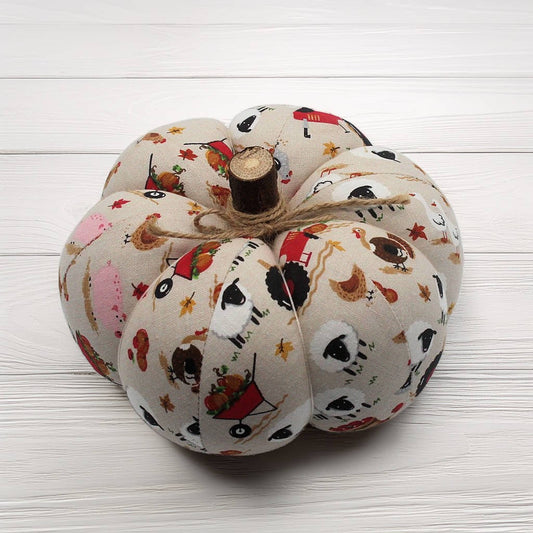 Decorative pumpkin with a cute farm design
