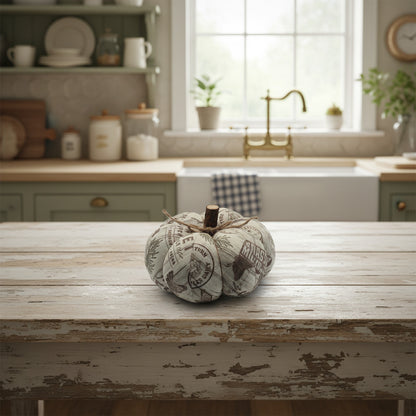 Decorative pumpkin with vintage-style design