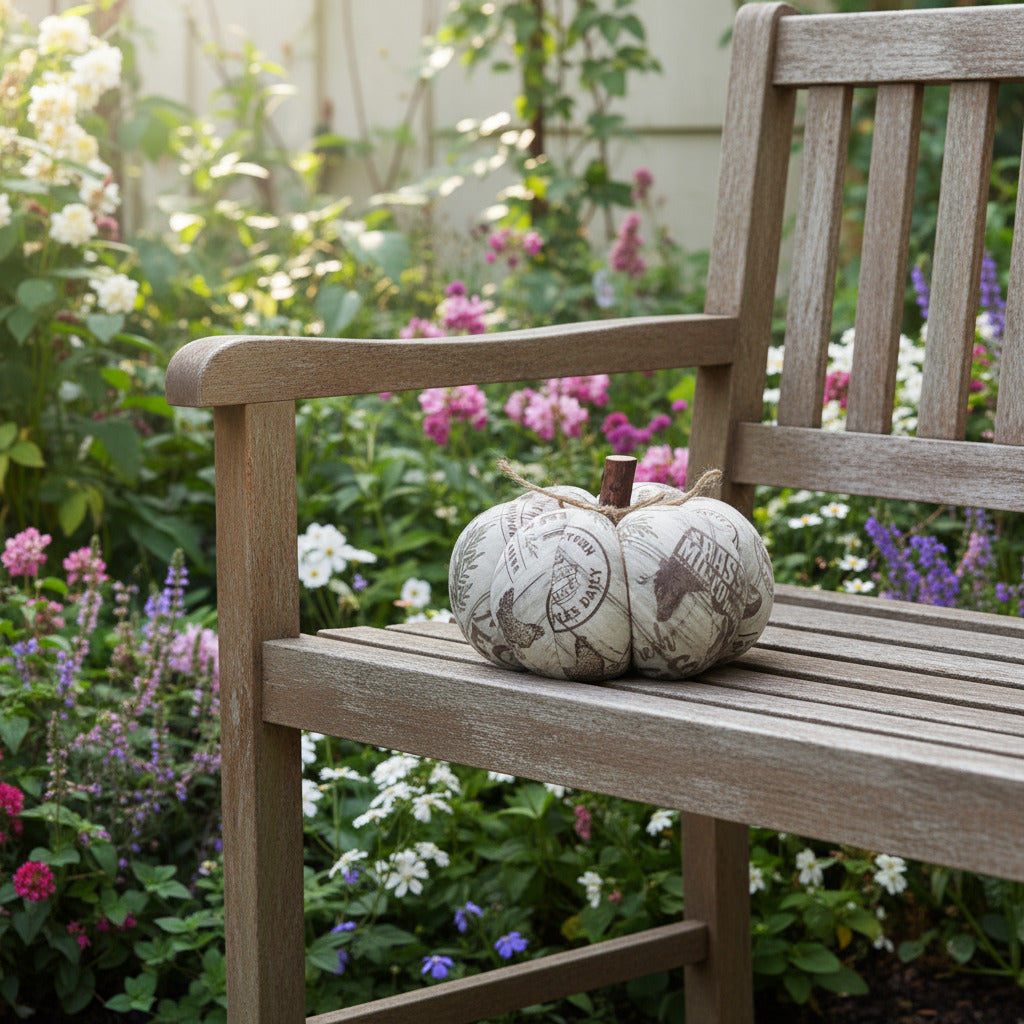 Decorative pumpkin with vintage-style design