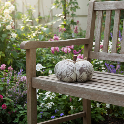 Decorative pumpkin with vintage-style design