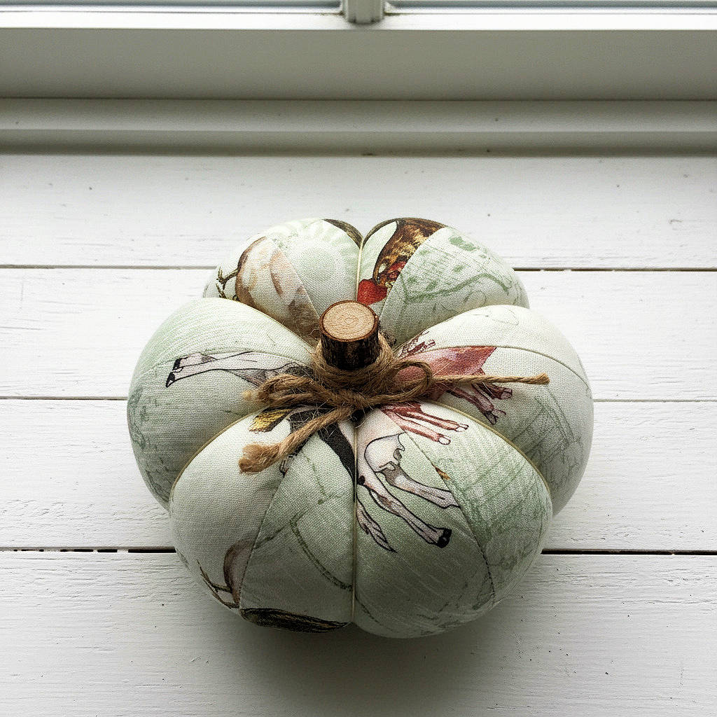 Fabric pumpkin with a farmhouse animal design
