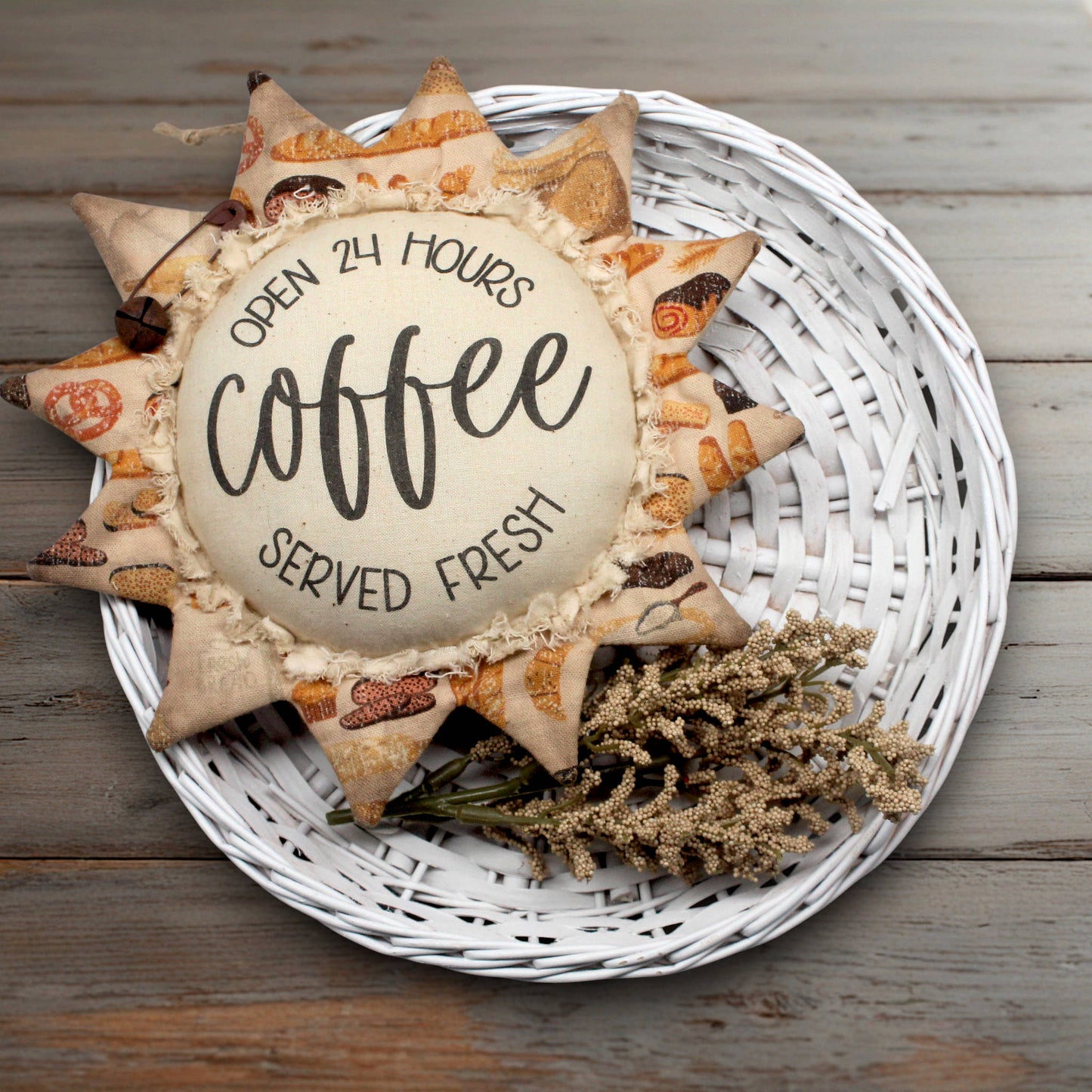 Country Sunflower Ornament Coffee Served 24 Hours