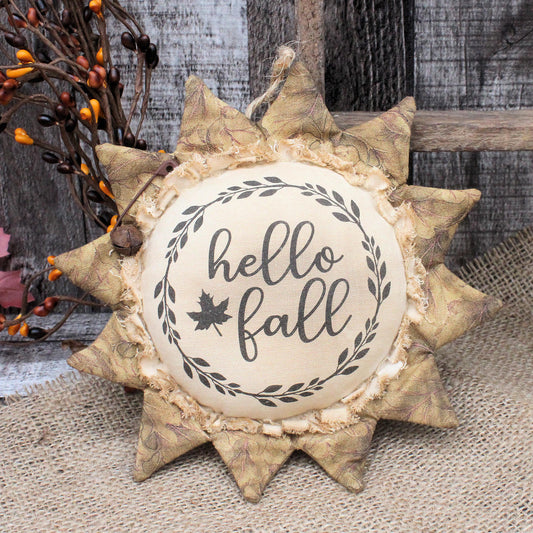 Grungy Sunflower Ornament Hello Fall