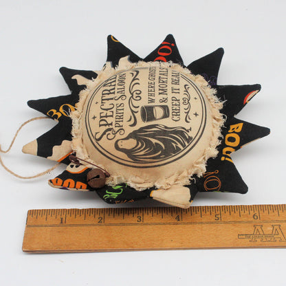 Primitive Halloween Sunflower Ornament - Ghosts Spirits Saloon