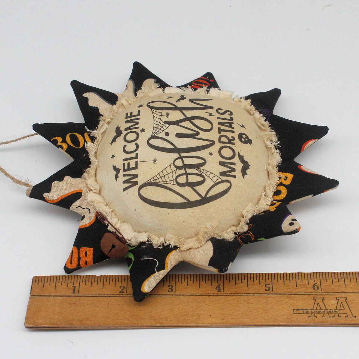 Primitive Halloween Sunflower Ornament - Welcome Foolish Mortals