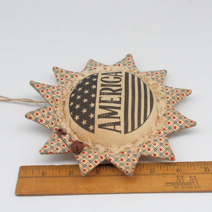 Primitive Patriotic Sunflower Ornament - America Stars Stripes