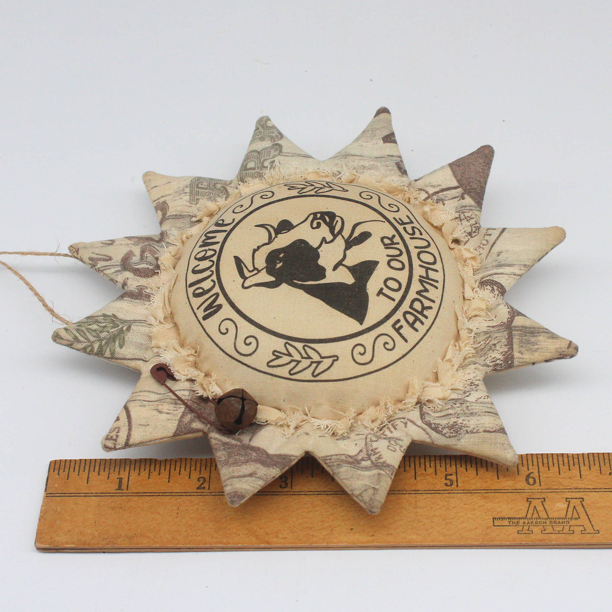 Primitive Farmhouse Sunflower Ornament Bowl Filler - Cow Welcome