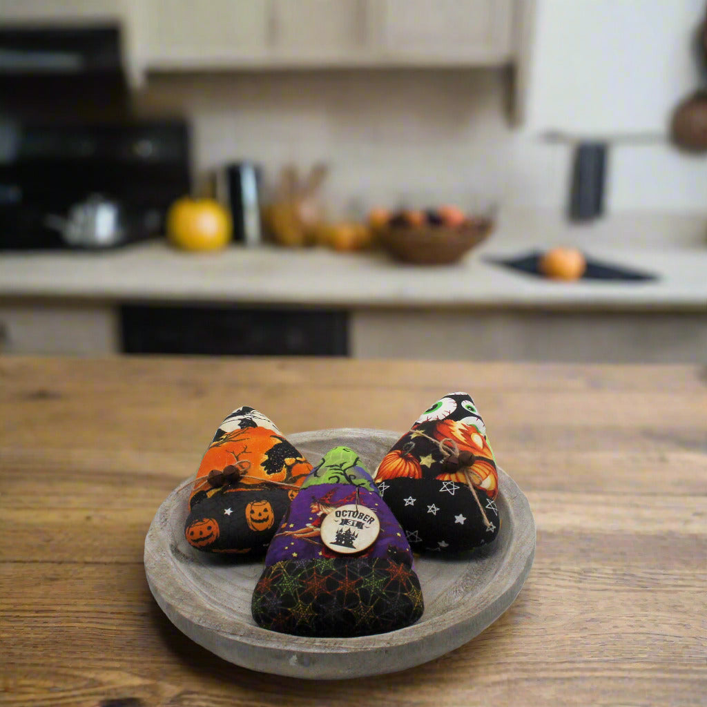 Set of three colorful candy corn bowl fillers
