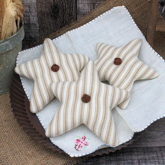 Homespun Stars Bowl Fillers 3-Set Mustard Stripe