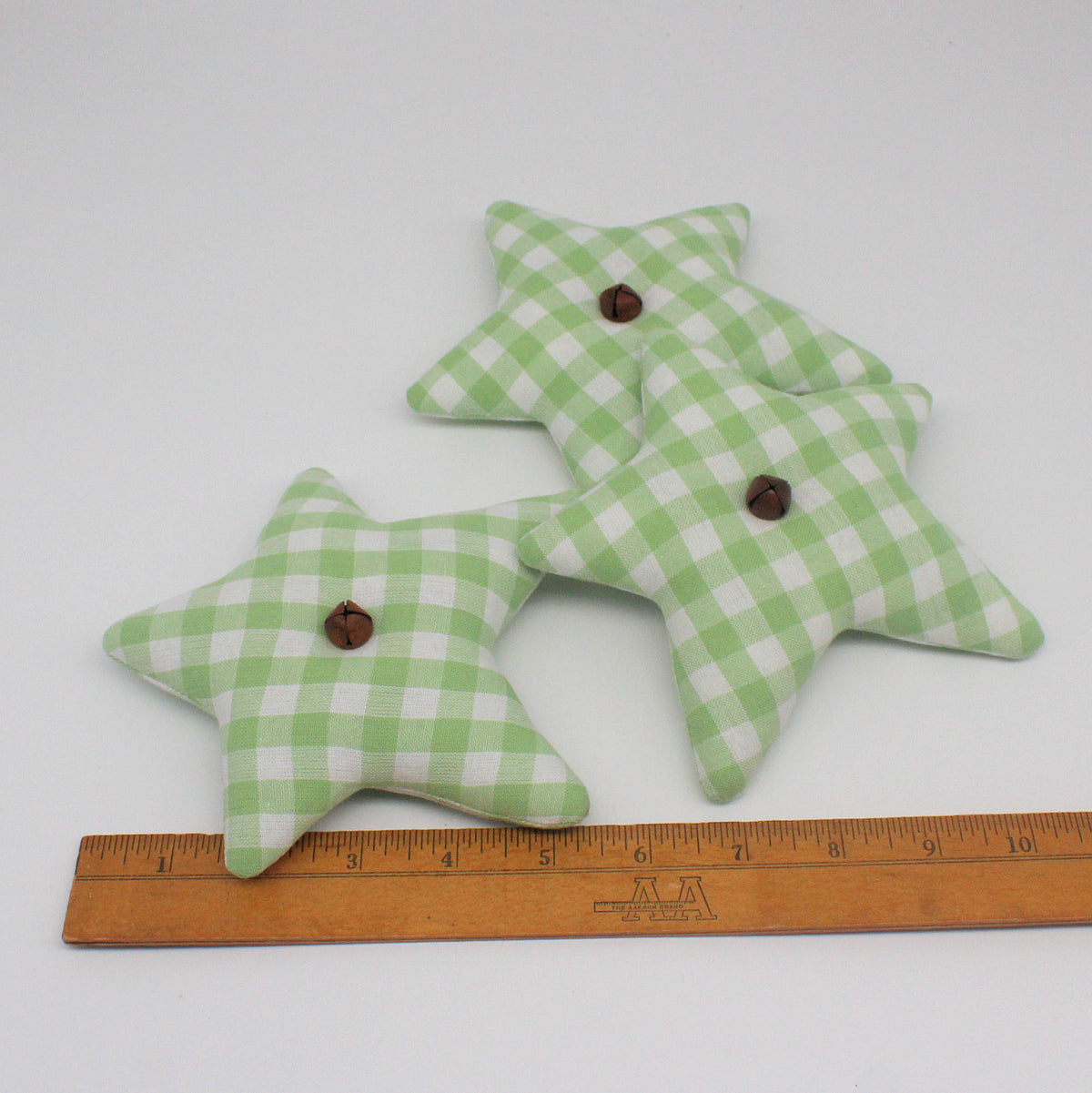 Primitive Homespun Fabric Star Bowl Fillers – Set of 3 Pastel Green Spring