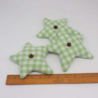 Primitive Homespun Fabric Star Bowl Fillers – Set of 3 Pastel Green Spring