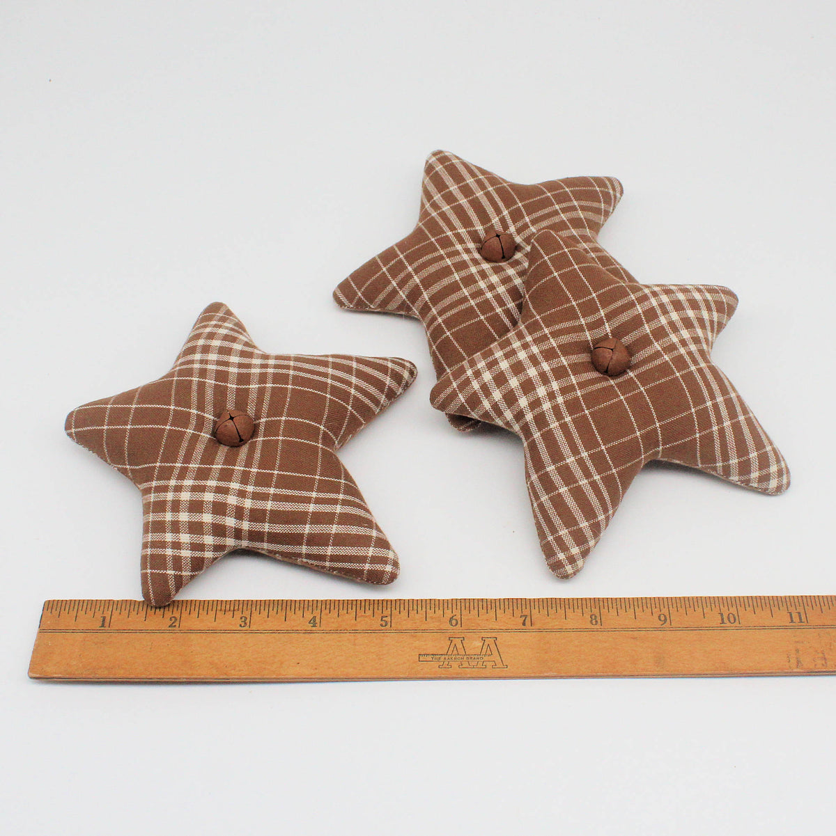 Primitive Homespun Fabric Star Bowl Fillers – Set of 3 Rustic Neutral Brown