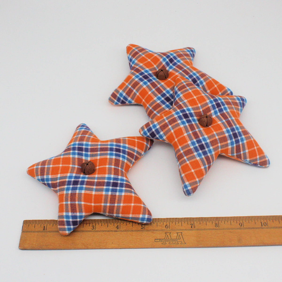 Primitive Homespun Fabric Star Bowl Fillers – Set of 3 Halloween Orange