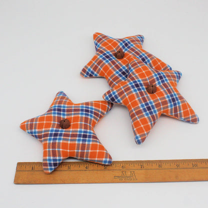 Primitive Homespun Fabric Star Bowl Fillers – Set of 3 Halloween Orange