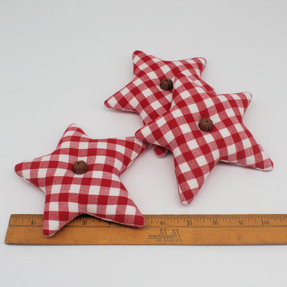 Primitive Homespun Fabric Star Bowl Fillers – Set of 3 Red White Farmhouse
