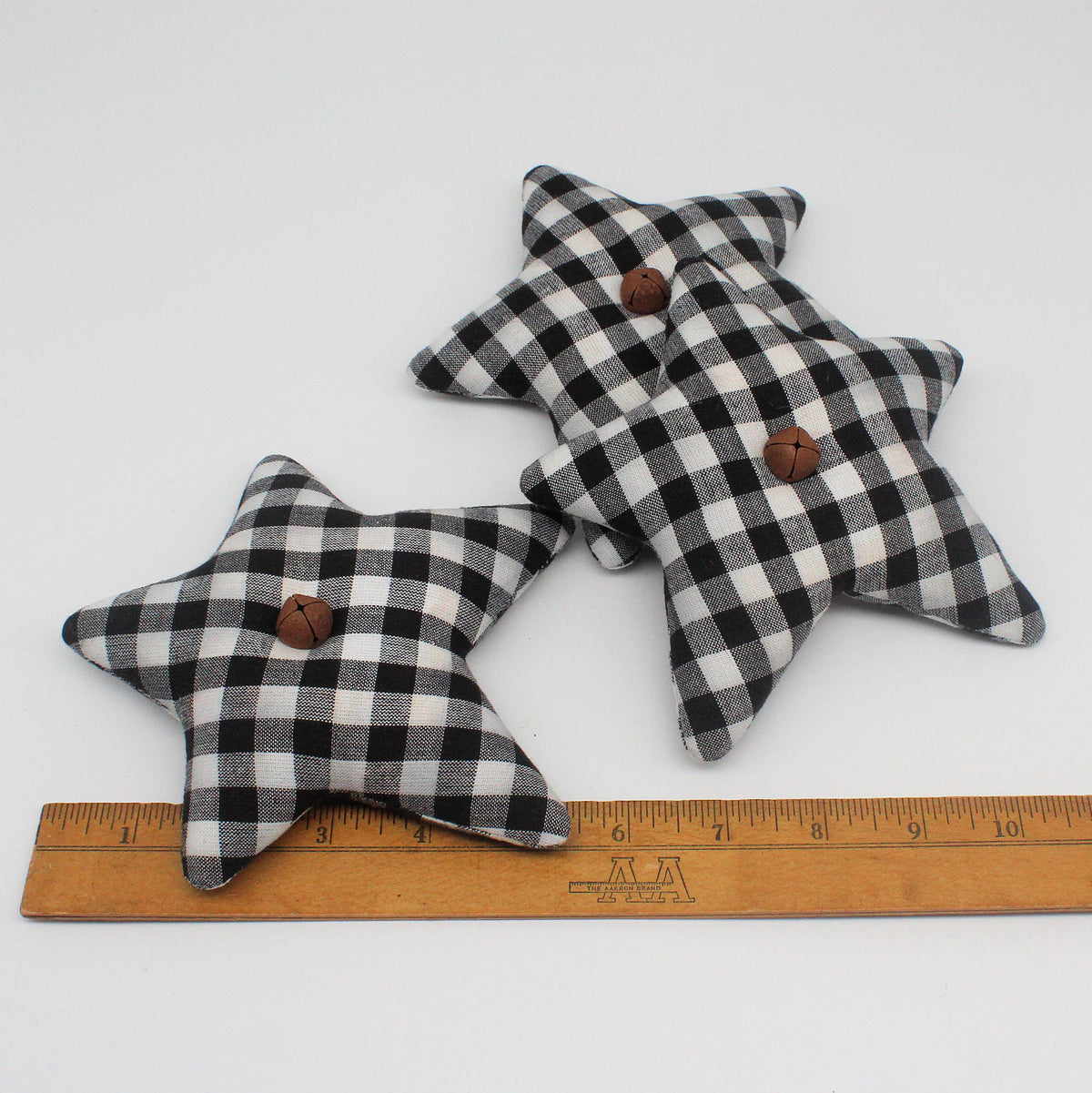 Primitive Homespun Fabric Star Bowl Fillers – Set of 3 Black & White