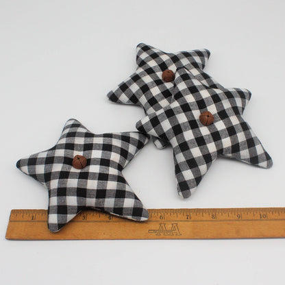 Primitive Homespun Fabric Star Bowl Fillers – Set of 3 Black & White