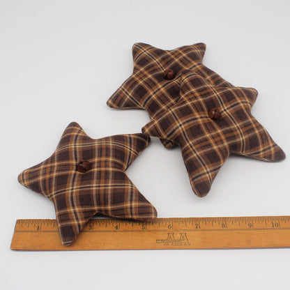 Primitive Homespun Fabric Star Bowl Fillers – Set of 3 Autumn Browns