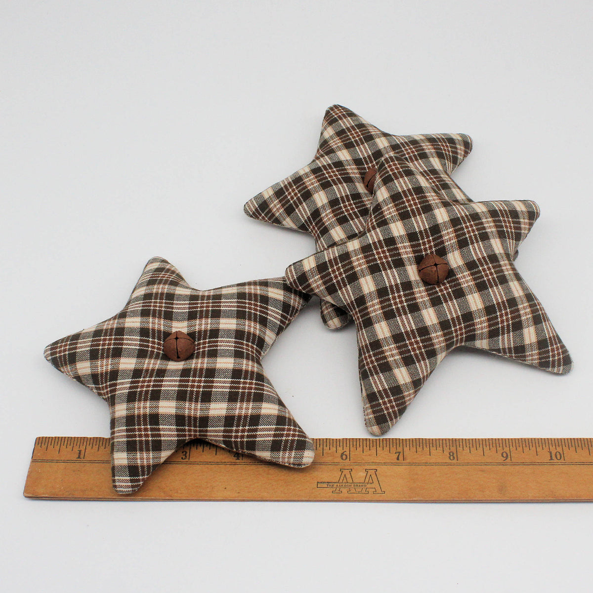 Primitive Homespun Fabric Star Bowl Fillers – Set of 3 Fall Browns
