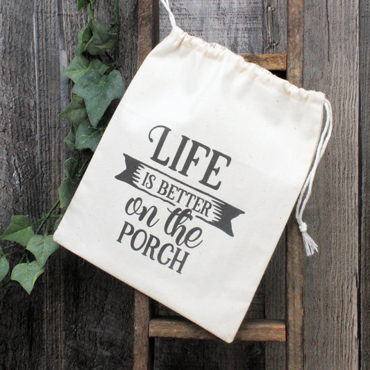 Porch Life Small Drawstring Bag