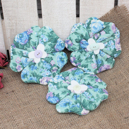 Flowers Bowl Fillers 3-Set Blue Green Floral