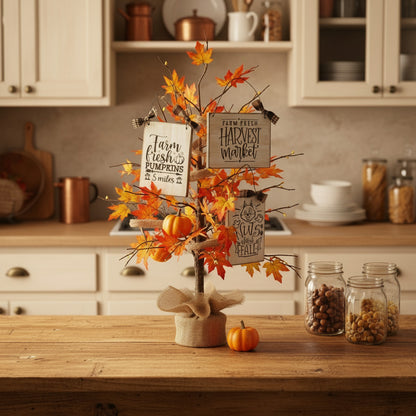 Set of three mini wooden signs for autumn