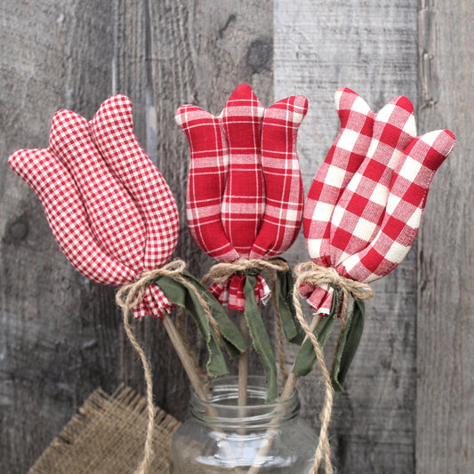 Homespun Tulips Vase Fillers 3-Set Pokes