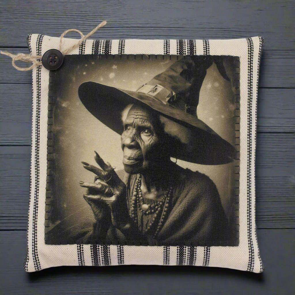 Pillow tuck with a witch design