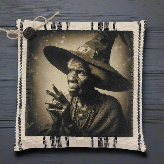 Pillow tuck with a witch design