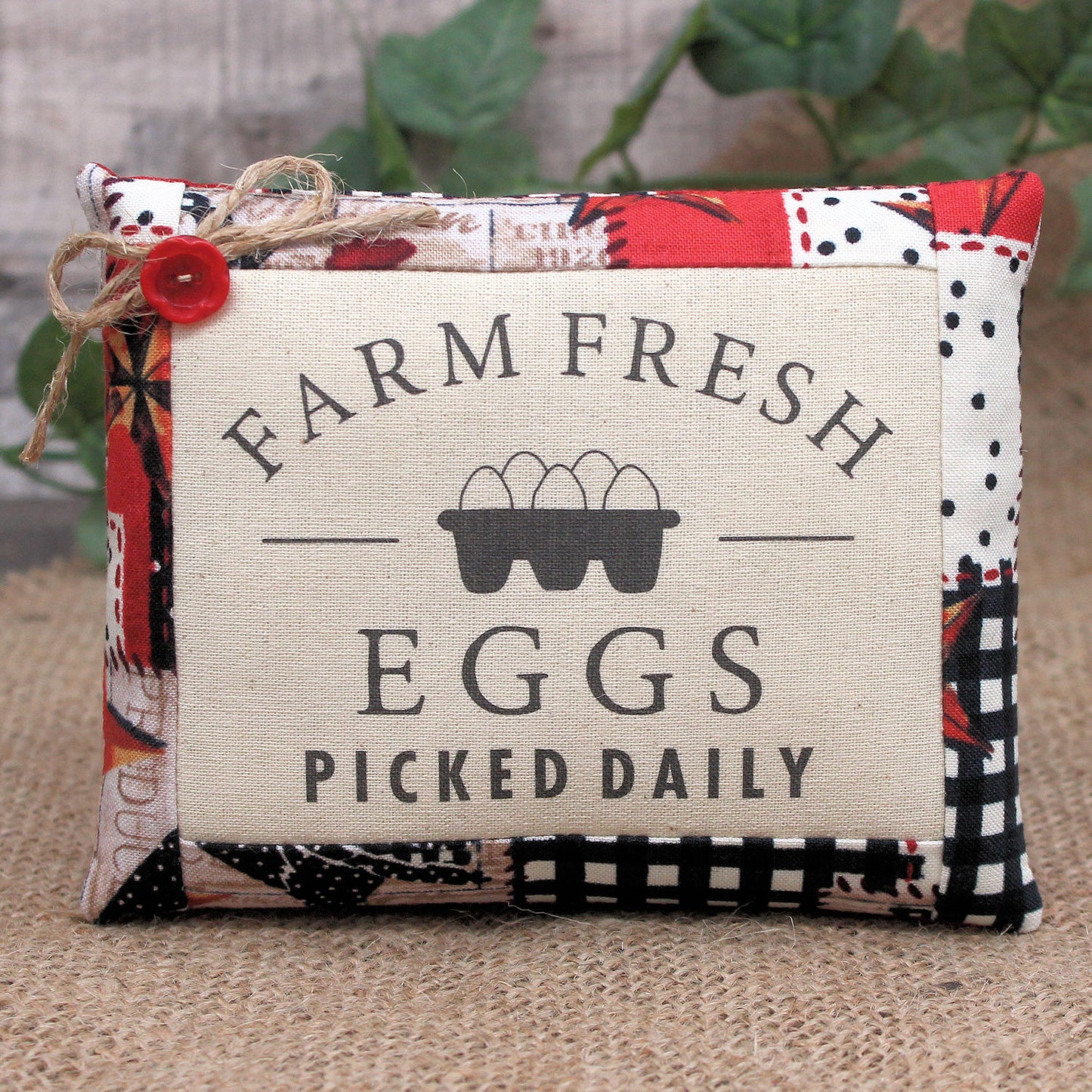 Farm Fresh Eggs Daily Mini Pillow Sign Farmhouse Bowl Filler