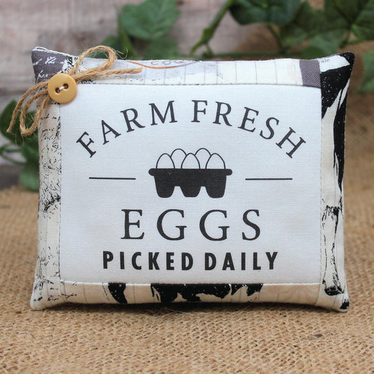 Farm Fresh Eggs Daily Mini Pillow Sign Farmhouse Bowl Filler