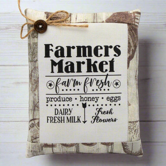 Farmers Market Mini Pillow Sign Farmhouse Bowl Filler