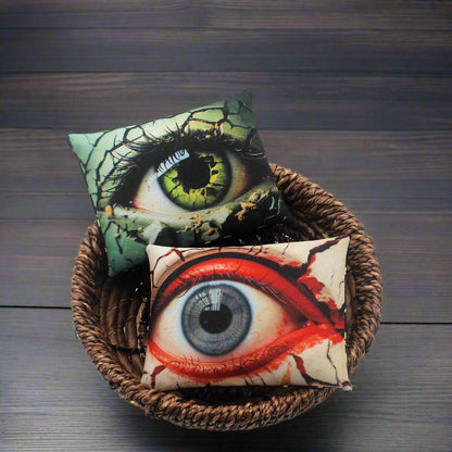 Set of two Halloween mini pillow bowl fillers with big creepy eyes