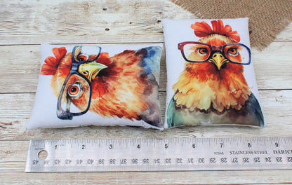 Chickens Wearing Glasses Whimsical Farmhouse Bowl Fillers 2-Set
