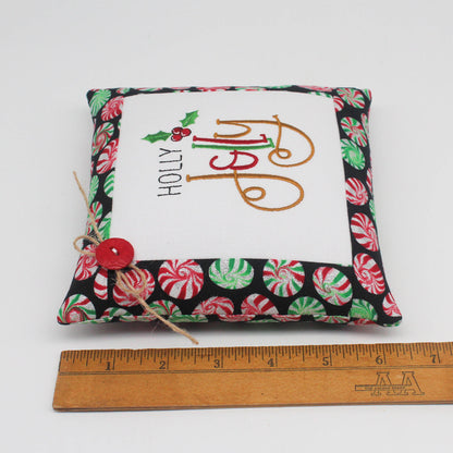 Holly Jolly Christmas Mini Pillow Tuck – 6x6 Embroidered Holiday Decor