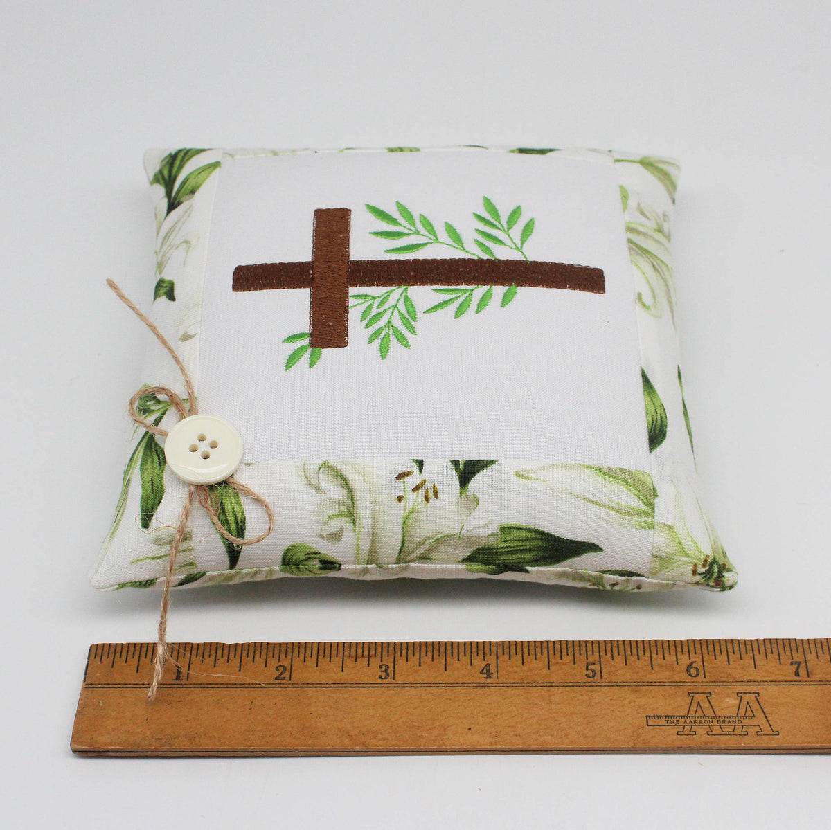 Easter Cross Mini Pillow Tuck – 6x6 Embroidered Spring Decor