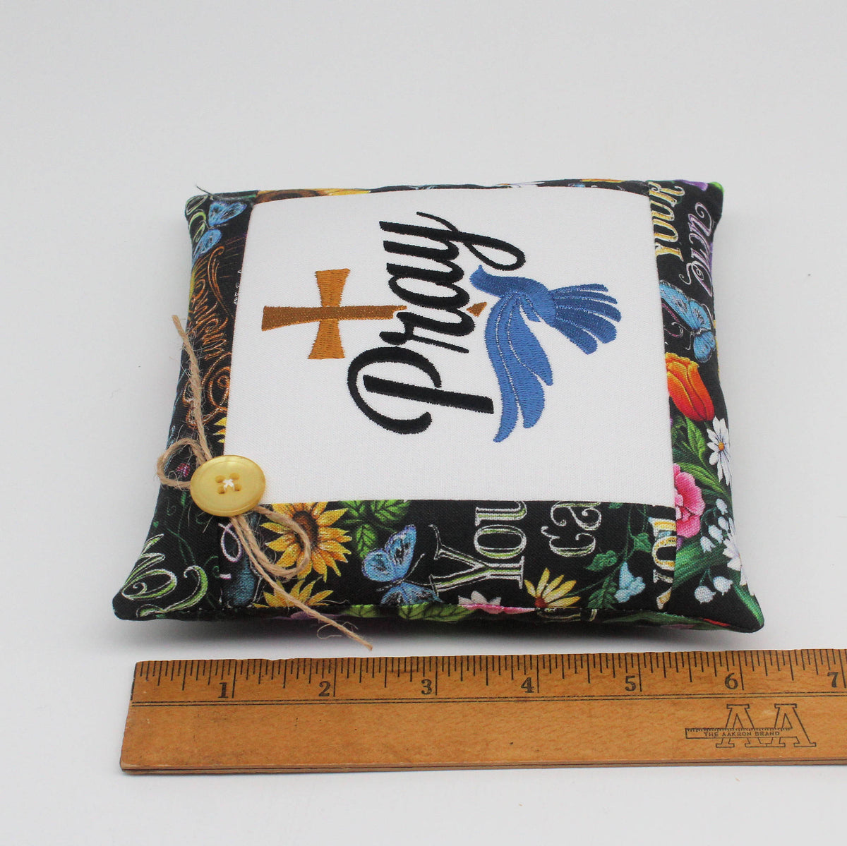 Pray Mini Pillow Tuck – 6x6 Embroidered Christian Faith Decor