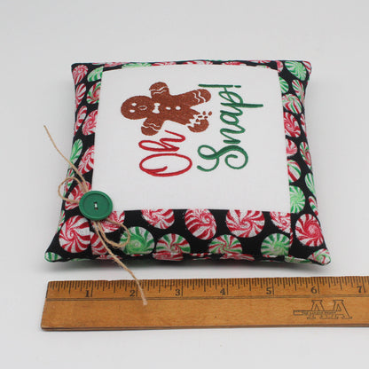 Oh Snap Gingerbread Pillow Tuck – 6x6 Embroidered Holiday Decor