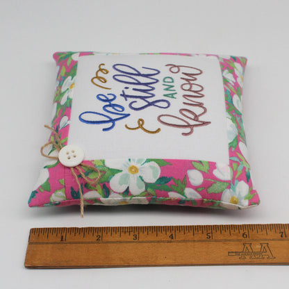 Be Still and Know Pillow Tuck – 6x6 Embroidered Christian Faith Decor