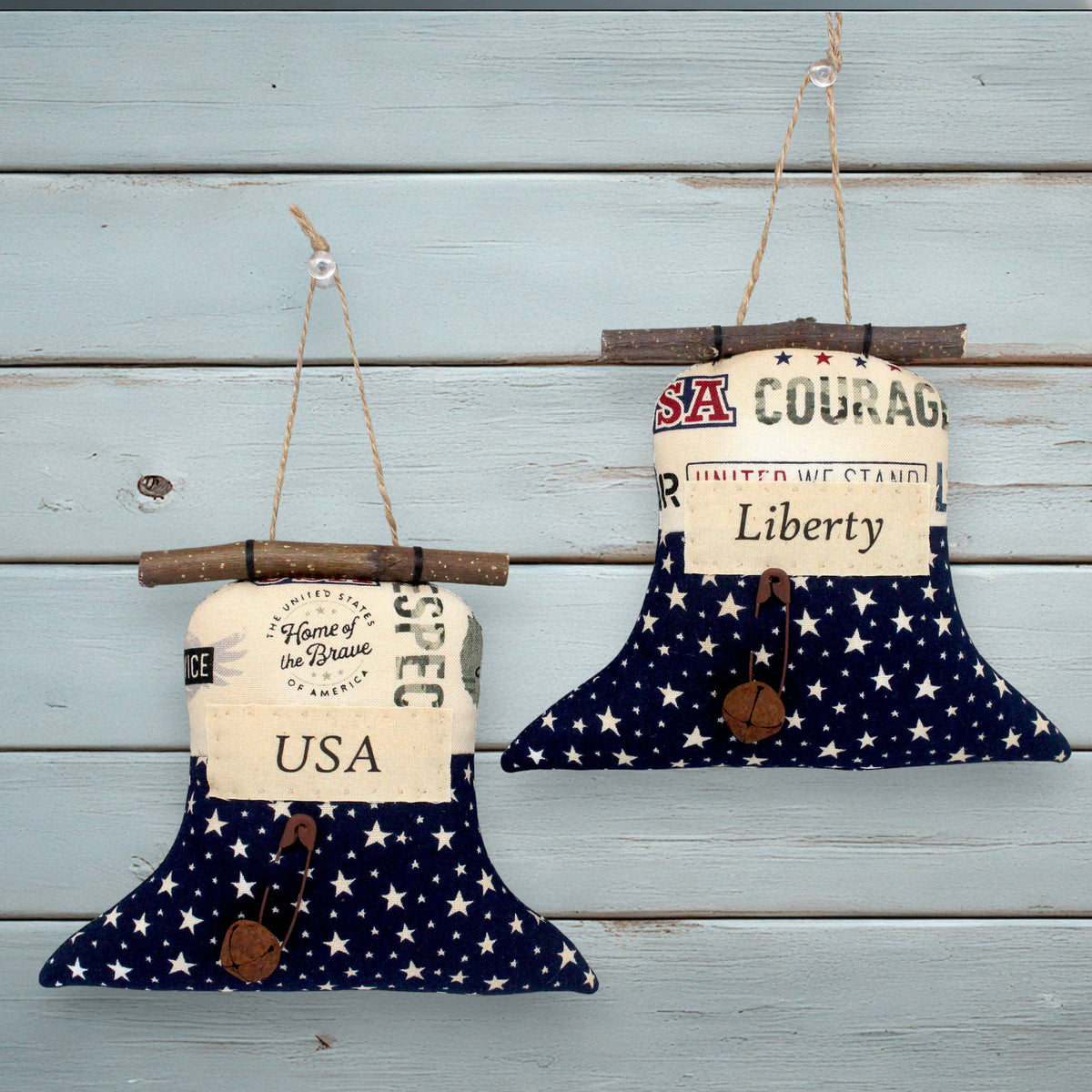 Americana Liberty Bell Ornaments & Bowl Fillers – Set of 2 Rustic Decor