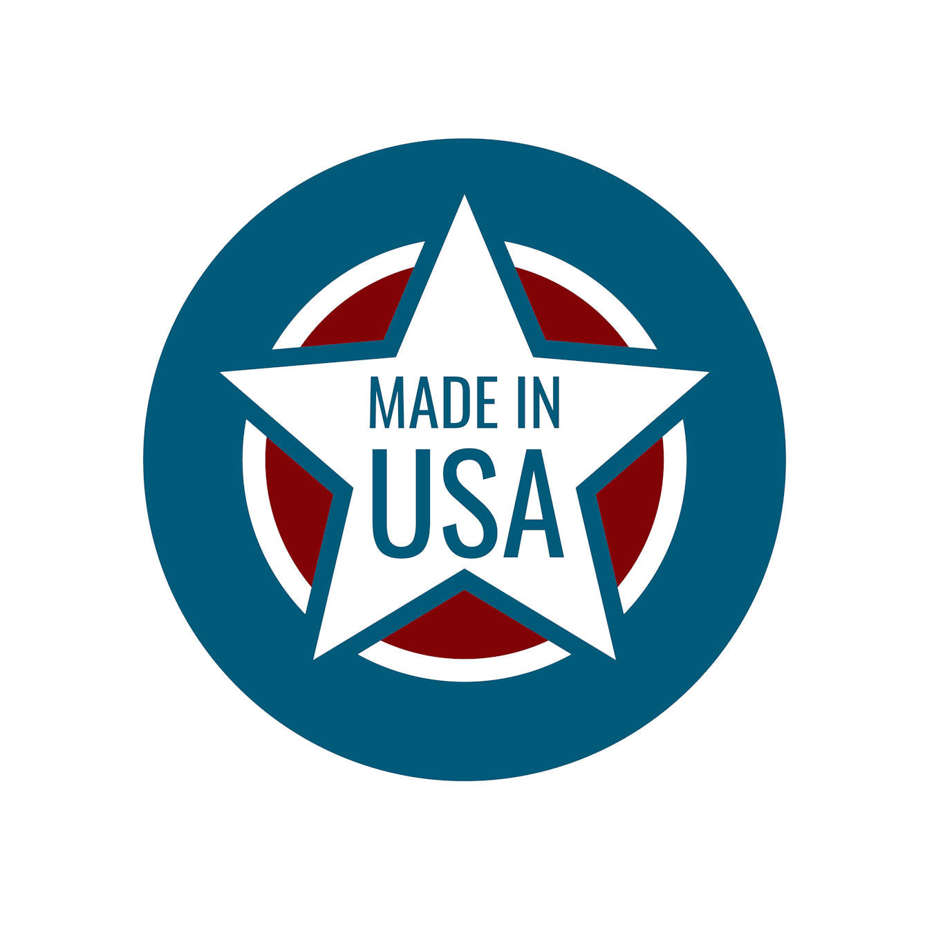Star logo with 'MADE IN USA' text inside, surrounded by a blue circle on a white background